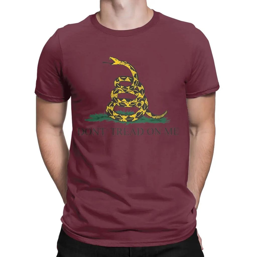 Новинка Футболка с изображением змеи «Не наступай на меня» для мужчин, с круглым вырезом, хлопковая, с коротким рукавом, летние топы