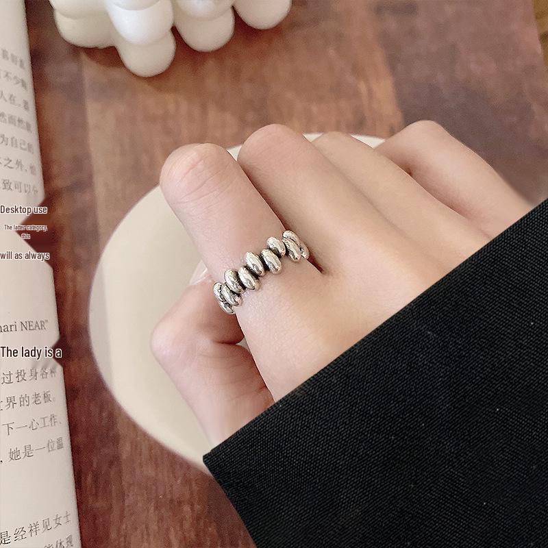 Тайское серебро Женское наборное кольцо - Серебро 925 пробы, Нишевый дизайн, Простые и универсальные украшения
