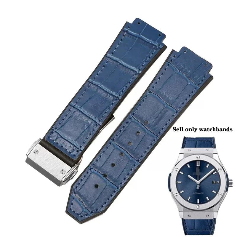 Оригинальный кожаный ремешок для часов HUBLOT BIG BANG 25 мм x 19 мм Водонепроницаемый мужской ремешок для часов Резиновый браслет-цепочка для часов