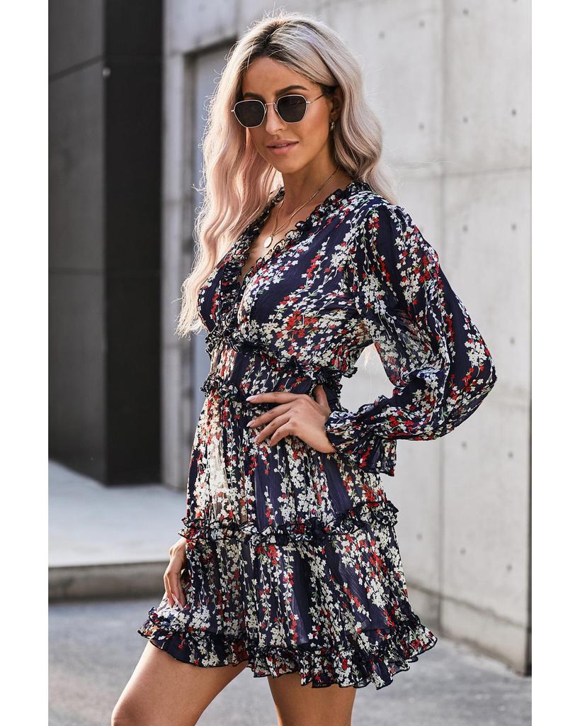 Azura Exchange Платье с открытой спиной и цветочным принтом и оборками