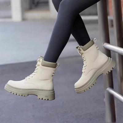 Модная женская обувь на распродаже 2024 Новые женские ботинки на шнуровке Зимние с круглым носком Теплые разноцветные Короткие голенища Низкий каблук Модные ботинки