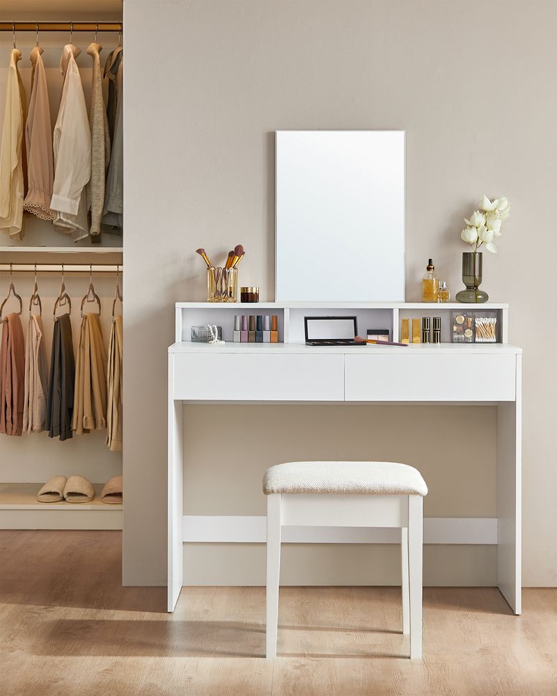White cosmetic dressing table Makeup with a large mirror