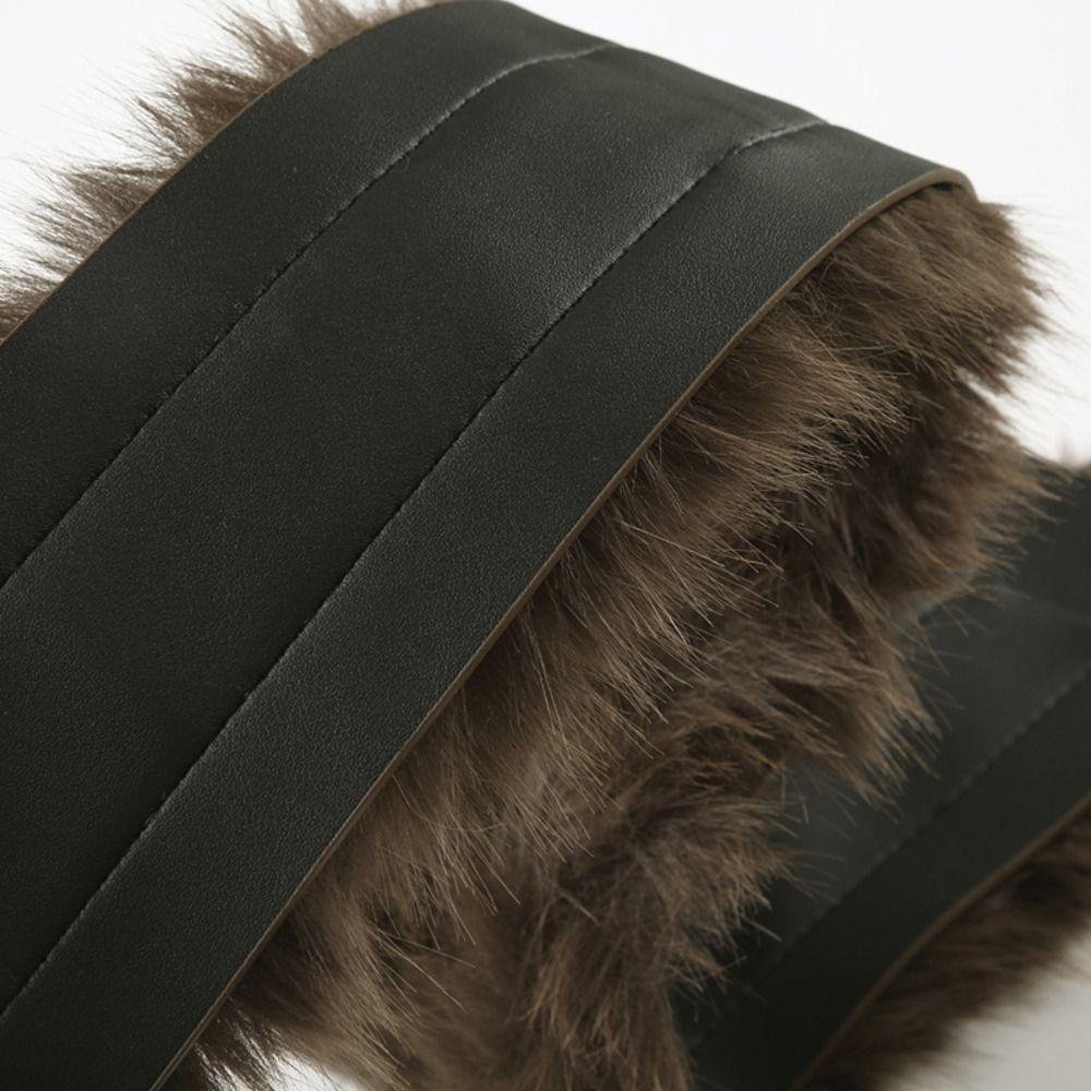 Punk Leather Fur Belt Spicy Girl Y2K Waistband Fashion Plush Belt Dress Decoration