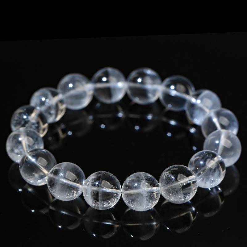 Hongchu Crystal Natural Icy White Phantom Quartz Round Bead Bracelet Thousand-Layer Ice White Phantom Bracelet