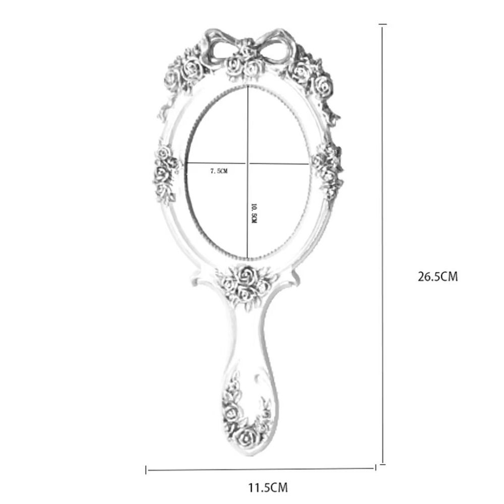 Embossed Rose Handheld Mirrors Single-Sided Vintage Mirror Creative Cosmetic Mirror Travel Use