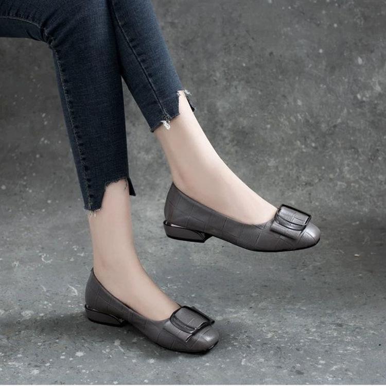 Весенне-осенние туфли на плоской подошве, женские туфли на низком каблуке, модные повседневные туфли на квадратном каблуке, женская обувь в горошек