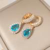 Sparkly Yellow Zirconia Teardrop Earrings for Women Fashion Earring Jewelry Wedding Party Accessories