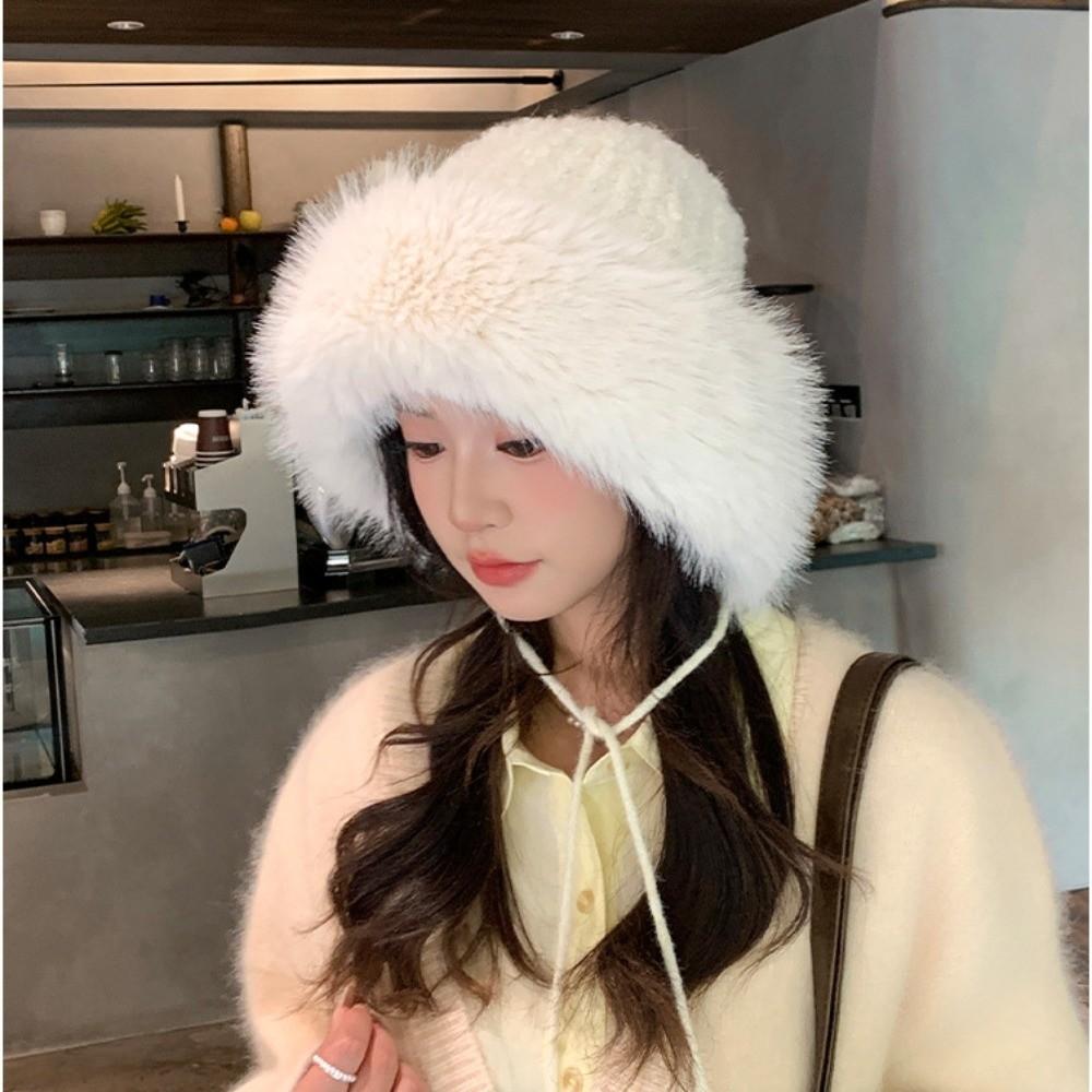 Warm Winter Plush Hat Thickened Ear Protection Hat Trendy Knit Hat  for Women