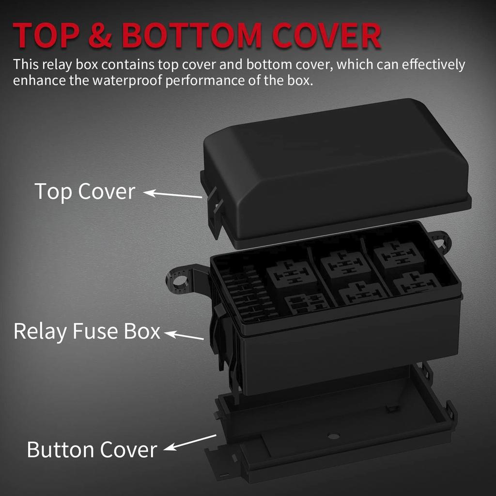 6-контактный 12 В предохранительный релейный блок, пылезащитный релейный блок, комплект с предварительными проводами, 5-контактный, 4-контактный, 40 А, предохранители ATC/ATO, универсальный автомобильный грузовой блок предохранителей