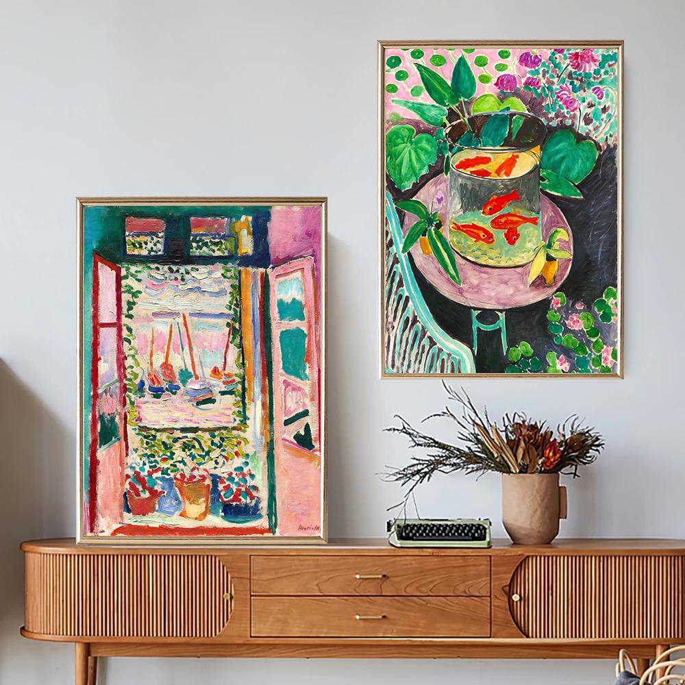 Анри Матисс Классические Работы Цветной Пейзаж Постер Портрет Женщины Кошка Цветок Печать на Холсте Настенное Искусство для Комнаты Домашний Декор