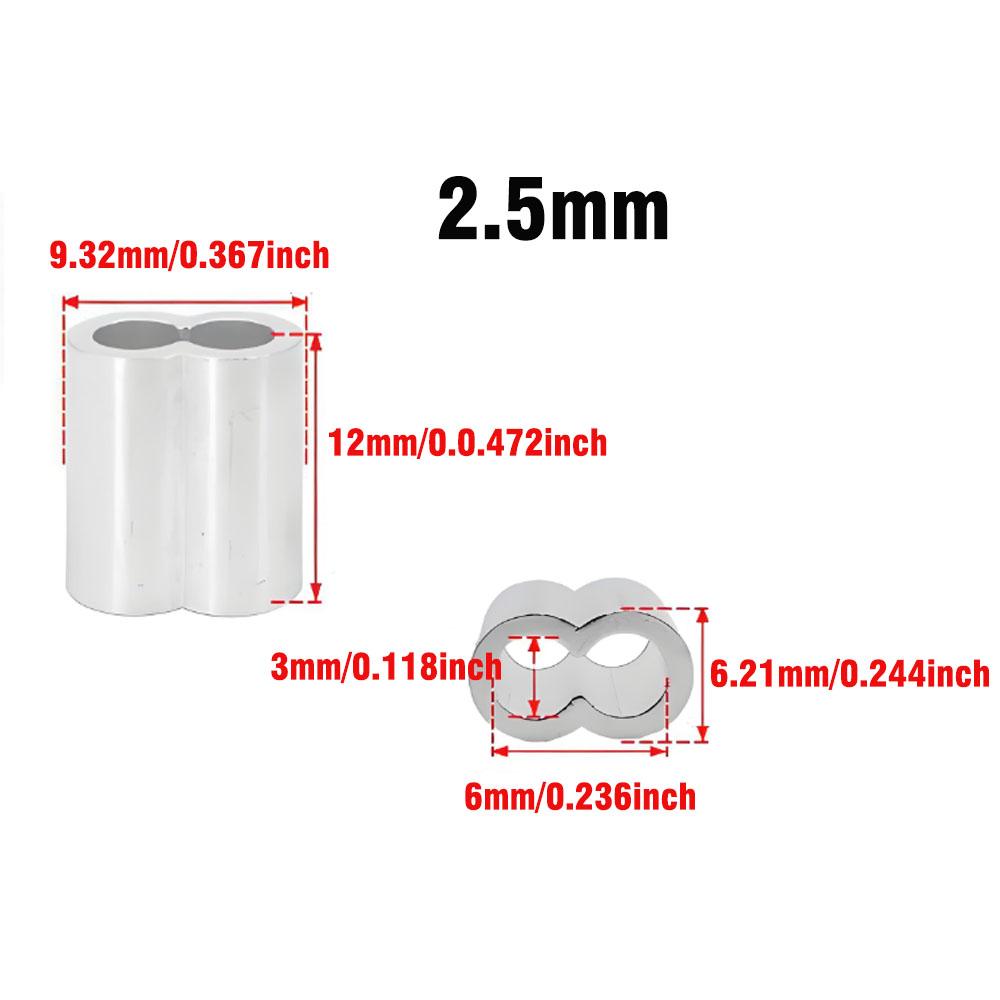 30/50PCS M1.2 M1.5 M2 M3 M4 Aluminum Crimping Loop Sleeve Double Hole Wire Rope Sleeves Steel Wire Loops Clip Fixed Accessories