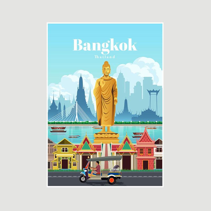 White Paper Cartoon City Landscape Poster Mural London Paris Travel Cities Prints Bedroom Decoration Painting Funny Abstract Wall Art Decor