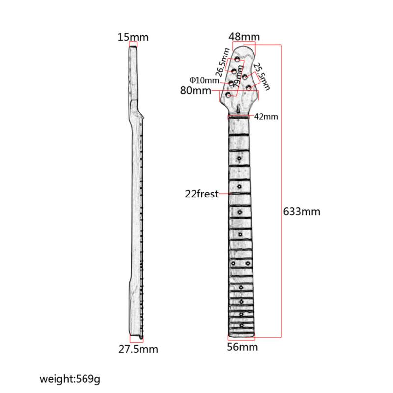 Кленовый гриф, 22 лада, для аксессуаров для музыкальных инструментов