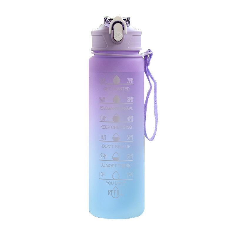 Frosted Mid-Size Summer Straw Sports Water Bottle - Wear-Resistant On-the-Go Cup