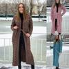 Женский вязаный кардиган-пальто с косами и поясом - Длинный, Свободный крой, Утепленный, Эластичный - Коллекция Осень/Зима 2024
