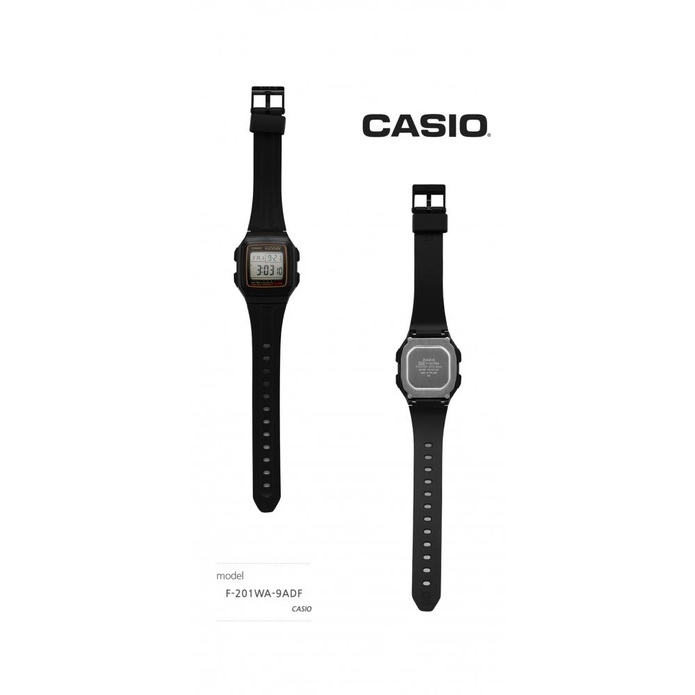 Casio F 201wa 9adF F 201wa 9a Цифровые квадратные спортивные часы Soldier для мужчин с полиуретановым ремешком
