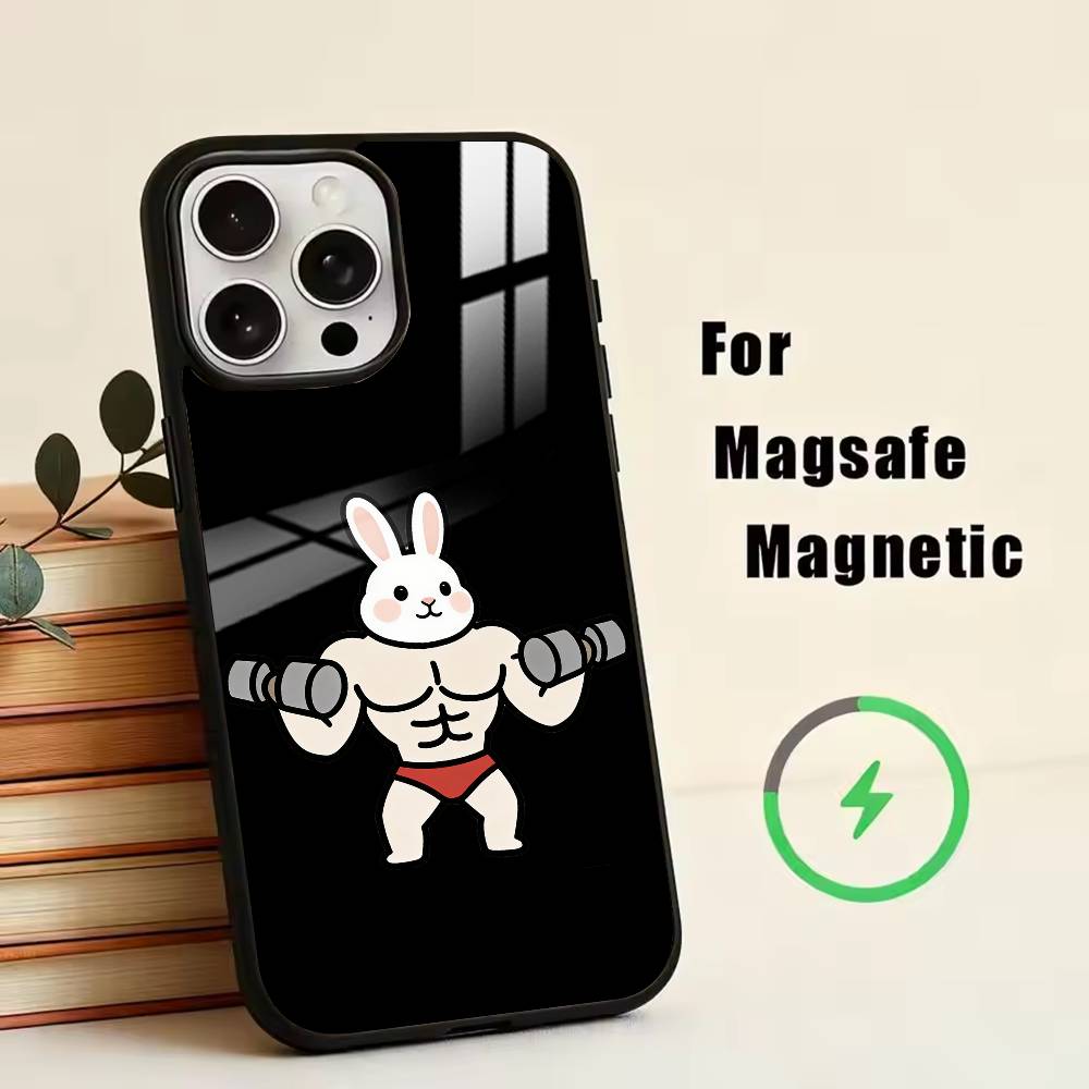 Cartoon Muscle Animals Phone Case For iPhone17,16,15,14,13,12,11 Plus,Pro Magnetic with Magsafe Wireless Charging
