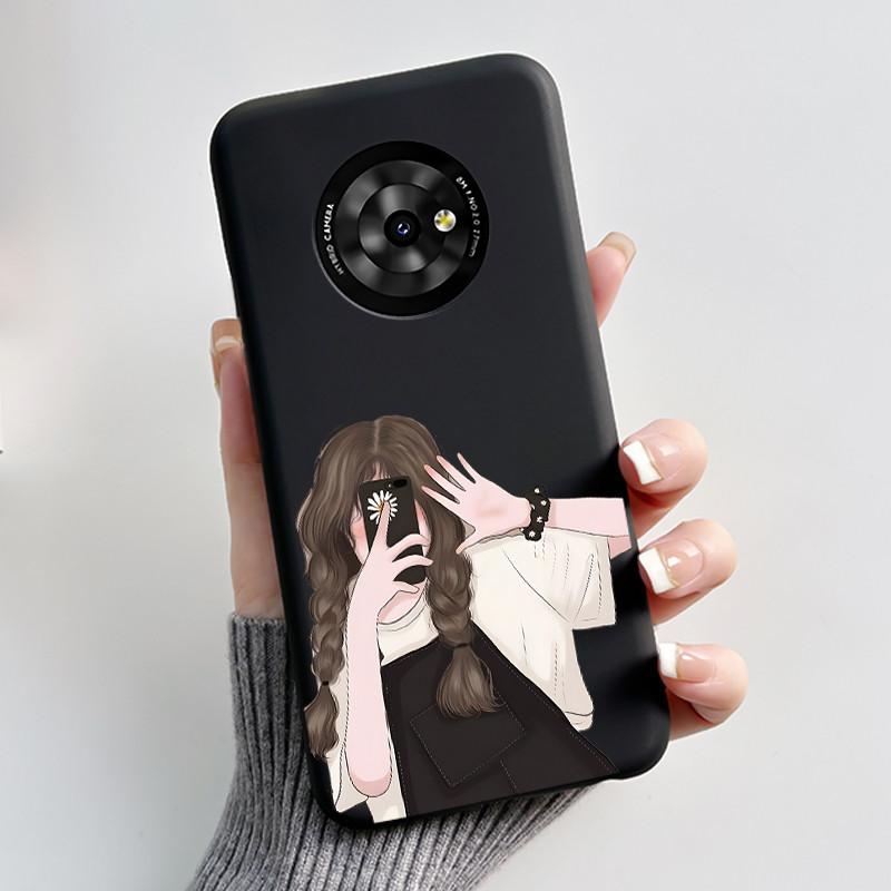 New Unique Cartoon Design Soft Silicone Black Casing For TCL Suixuetang M1 Fluffy Kitten Pattern Shockproof Protective Cover