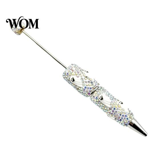 Holiday Party Favor Pen Rhinestone Beadable Pen, Glitter Plastic Beaded Halloween Pumpkin Ghost Skull Sparkly Gel Ink for DIY Craft Making,