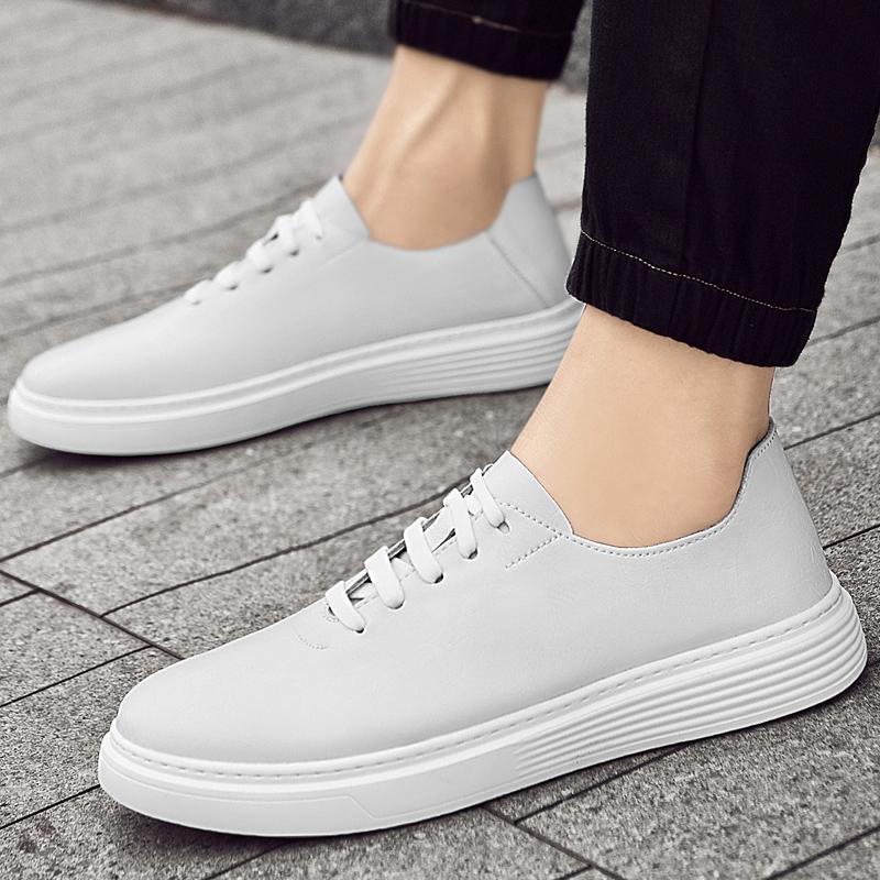 Soft Sole Comfortable Casual Shoes Simple Small White Shoes Men's Genuine Leather Shoes Lightweight Loafers Men's Walking Shoes