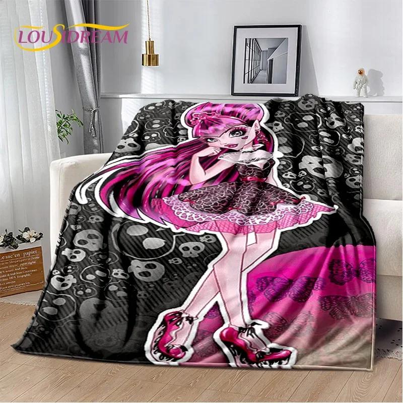Мягкие одеяла с героями мультфильмов Monster High Draculaura Vampire, сохраняющие тепло, удобные для пикника, кровати, дивана, дома, спальни, детей