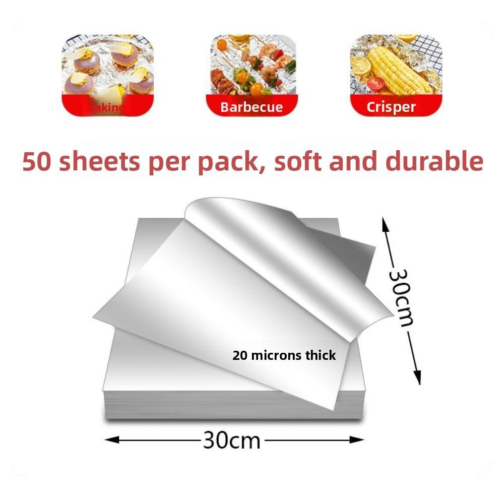 50pcs Square Aluminum Foil Paper Disposable Tin Foil Paper New Kitchen Baking Tool Barbecue
