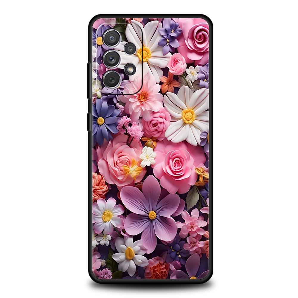 Красочный чехол-цветок для Samsung Galaxy A55 A35 A15 A14 A25 A54 A51 A71 A72 A73 A32 A52 A52S A41 5G Силиконовый чехол Capas