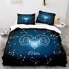 Twelve Constellation Duvet Cover Galaxy Theme King Size Quilt Cover for Constellation Bedroom Decoration for Children Women Men