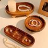 Brown Jewellery Display Trays Round Oval Candle Storage Rack Creative Wood Pedestal Stand Tabletop