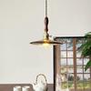 Vintage Walnut & Brass Glass Pendant Light for Bar, Counter, or Bedroom