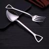 Большой размер 15,5 см Креативная ложка-лопатка Вилка Набор ложек-вилок из нержавеющей стали Десертные вилки для особых случаев Столовая посуда