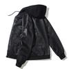 Mens PU Leather Hooded Biker Jacket Padded Thick Casual Urban Coat Youth