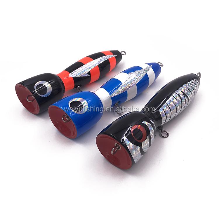 Ready Weiyu 15cm 90g Fishing Lure Fishing Tackle Wooden Popper for Big Game Targeting Carp Marlin Tuna Wahoo