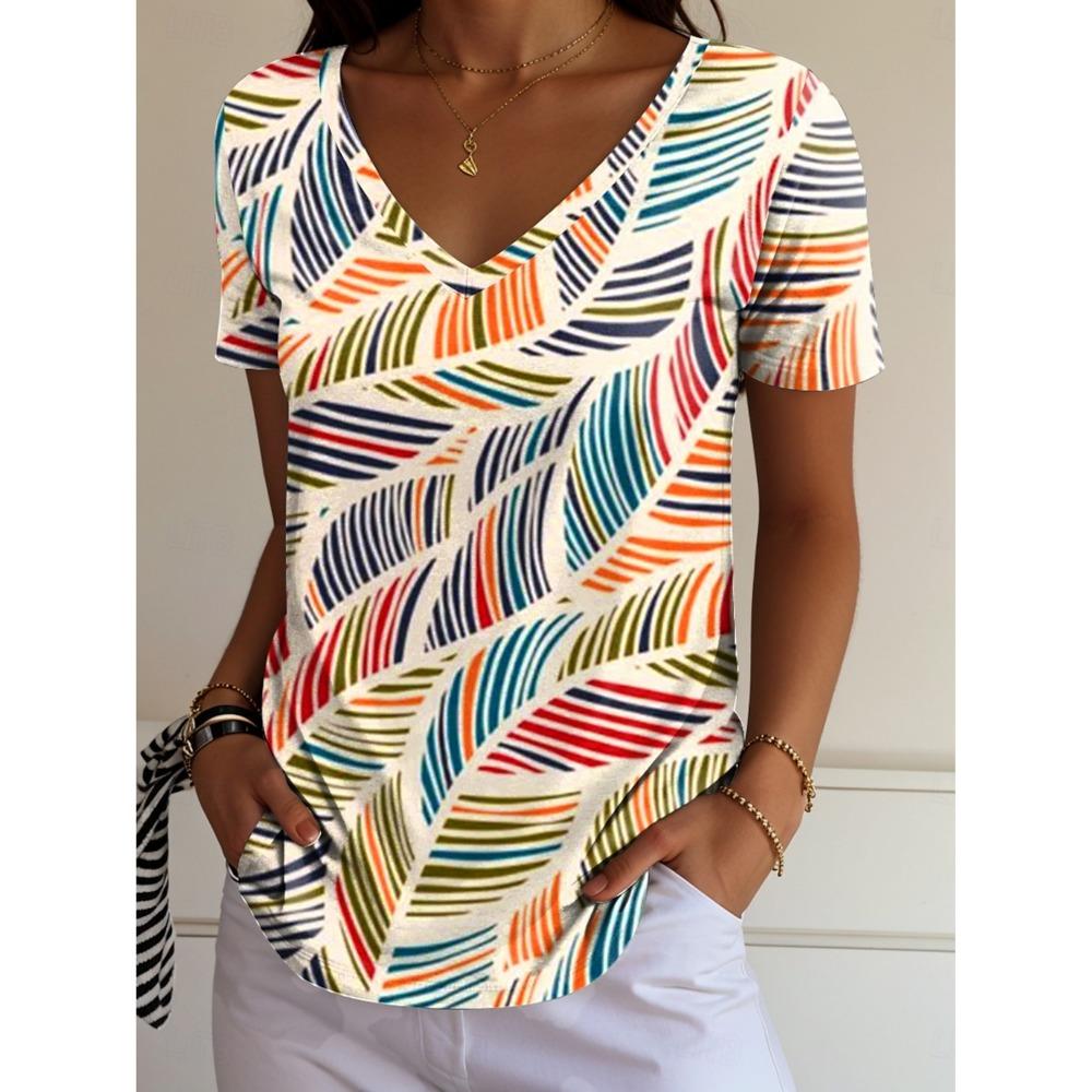 Women's T-shirt Floral Graphic Fashion Short-sleeved V-neck Top