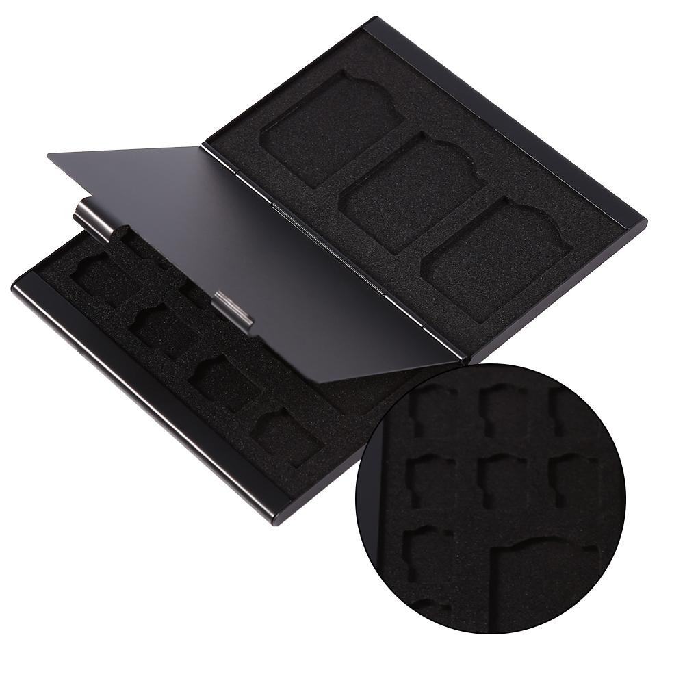 12 Slots Aluminium Box Case For Card And TF Card Holder(Black)