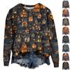 Women's Autumn And Winter Round Neck Long Sleeve Top Cute 3D Halloween Printed Pullover Sweater