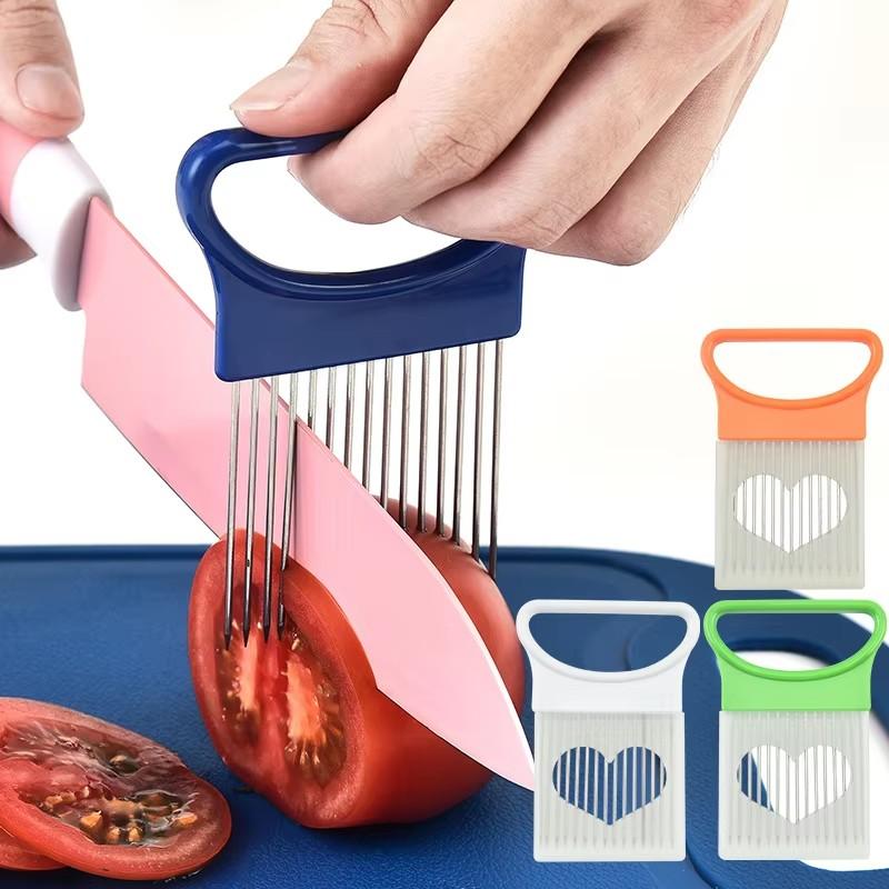 1pc Stainless Steel Onion Holder Slicer Prongs Cutter Chopper Vegetable and Meat Cutter Holder Comb Kitchen Gadget Accessories
