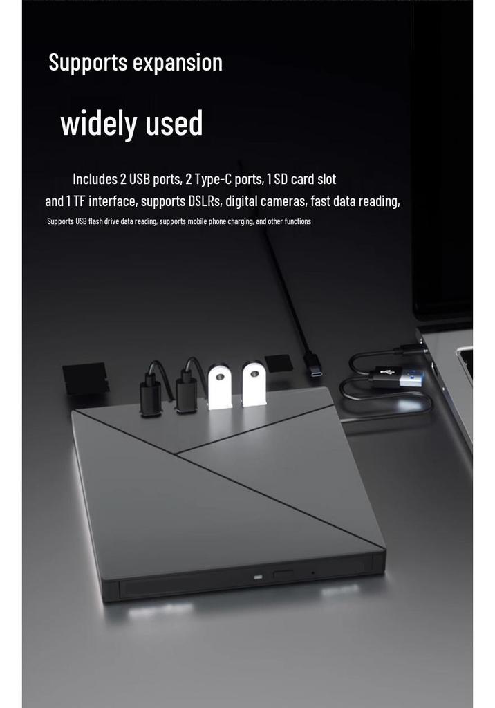 7-in-1 USB 3.0 External DVD Burner & Type-C Multifunctional CD Drive