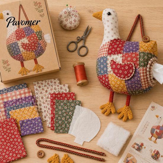 Швейный набор для начинающих DIY Пэчворк Набор для чехла на коробку салфеток, Форма домашних животных, Набор материалов, удобный для начинающих, Держатель Декор для дома