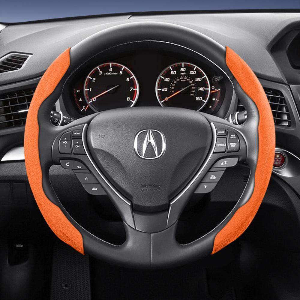 bpzsw1 Suitable for Acura Sports Suede Steering Wheel Cover, Split Snap-On Style, Non-Slip and Durable, for Models Like Mdx, Rdx, Integra, Zdx, Adx,