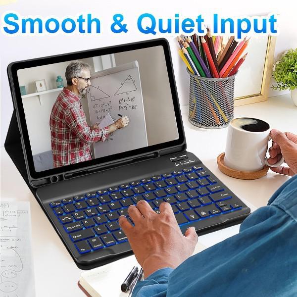 Чехол-клавиатура с подсветкой Bluetooth для Samsung Galaxy Tab A9+ - Совместим с S9 FE 11 дюймов