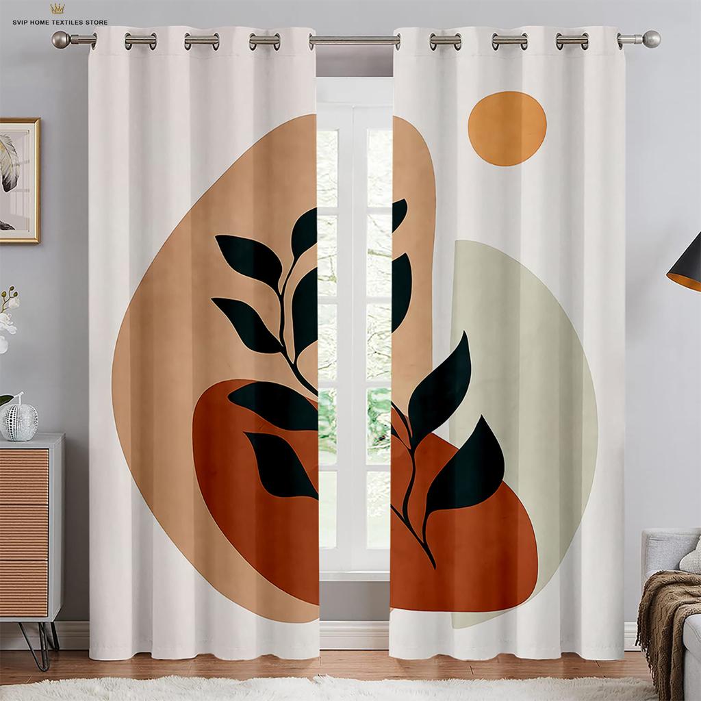 Modern Picture Art Round Texture Curtains, 2 Panels, Minimalist Style, Home, Living Room, Bedroom, Balcony, Kids Room Decor