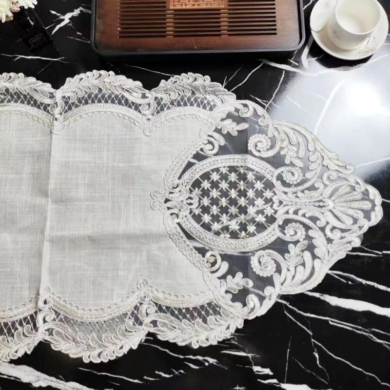 Новая европейская овальная льняная вышитая качественная скатерть для кухни, холодильника, журнального столика, бара, подставки под чашки, украшения для рождественской вечеринки