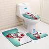Рождественский коврик для ванной, туалетный трехпредметный набор
