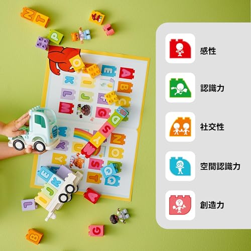 Игрушка LEGO Duplo Город Грузовик с алфавитом, Подарок на день рождения, Образовательные кубики, для Мальчиков и Девочек, Возраст 1,5, 2 и 4 года, Транспортное средство, Миниатюрная машина, Кукла,