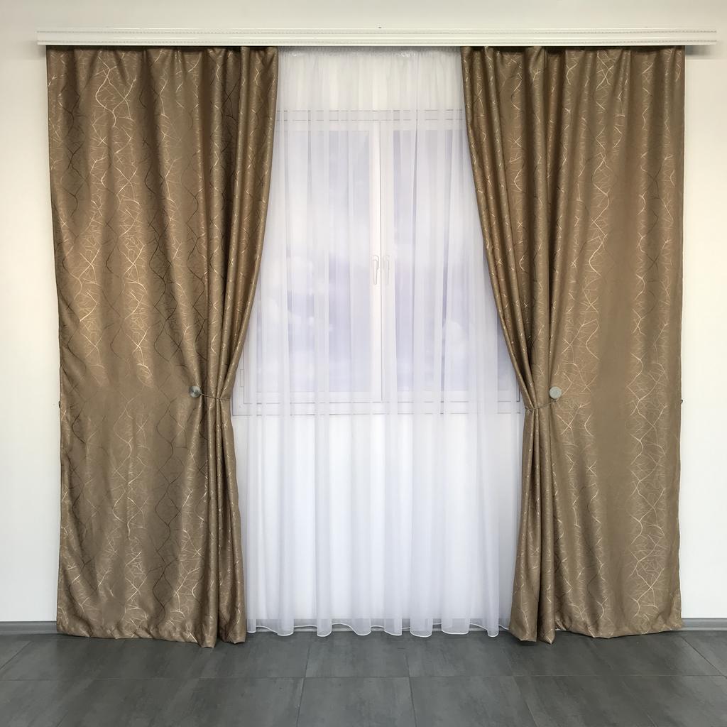 Шторы премиальные плотные Blackout на тесьме "ALBO" (150x270 см), для спальни и гостиной