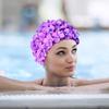 Шапочка для плавания 3D Лепесток Шапочки для плавания для длинных волос Женская модная ретро-шапочка с цветочным узором Деликатная шапочка для плавания