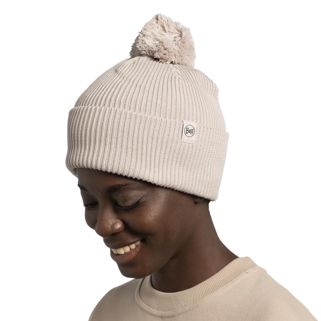 Buff Knitted Renvi Beanie, Unisex grey Cap