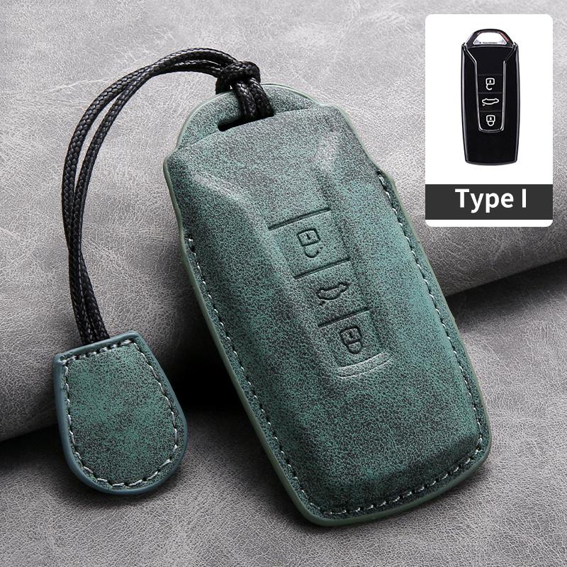 For VW Suede Leather Car Key Case Protector Shell Fob for for VW Volkswagen Touareg 2019 2020 2021 2022 2023 Auto Keychain Acc