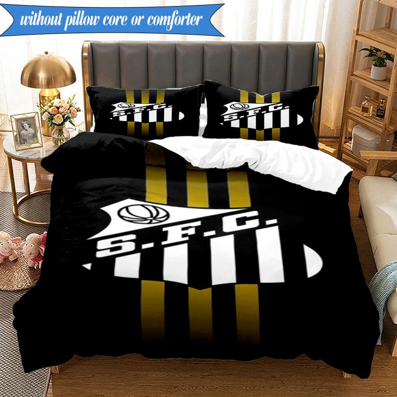 3PCS Fc Crest Design Printed Soft Bedding Set,Including 1pc Duvet Cover And 2pcs Pillowcases Perfect for Bedroom, Dormitory, Fan gift